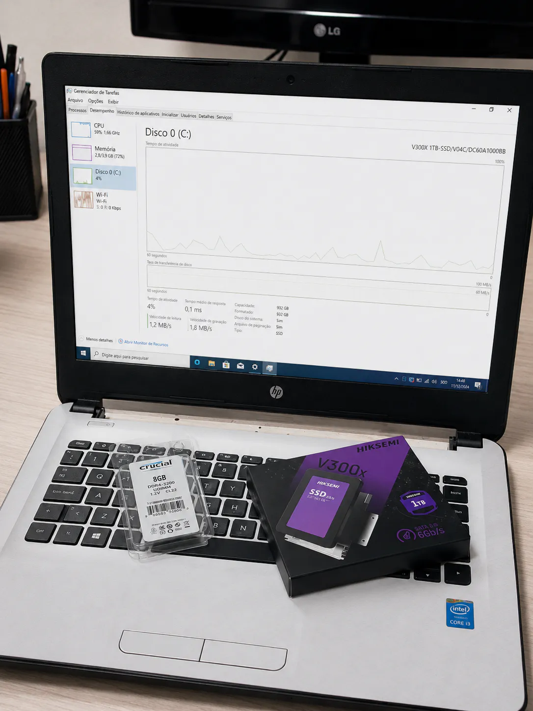 Notebook HP funcionando después de upgrade con SSD y revisión de memoria RAM en SoporteTecno