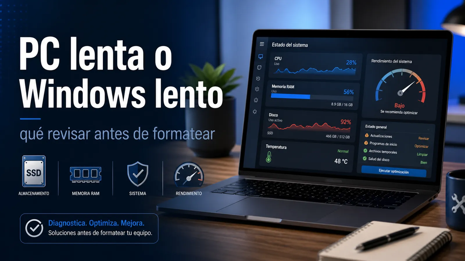 PC lenta o Windows lento en revisión técnica